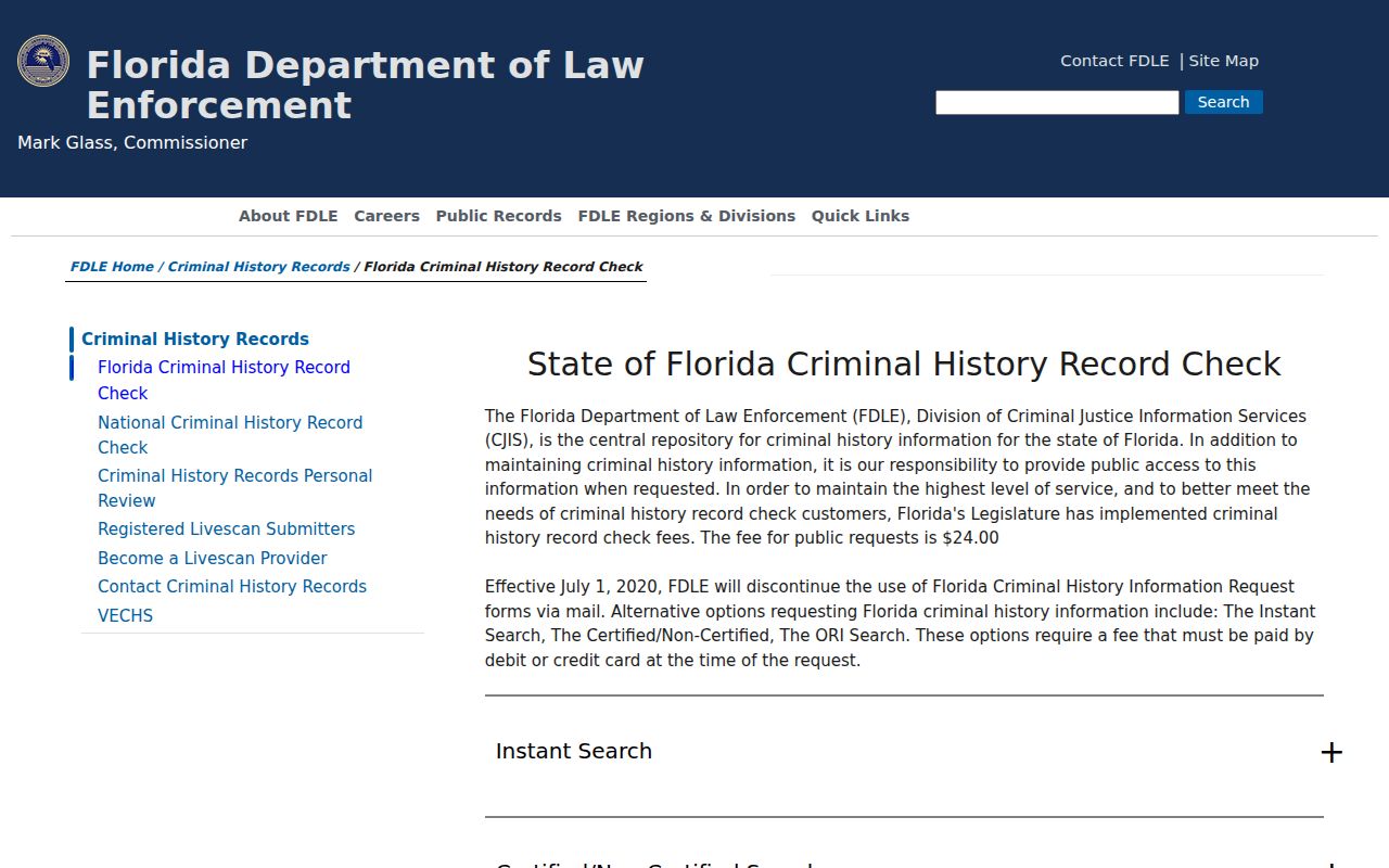 Lee County resident lookup Florida criminal history search