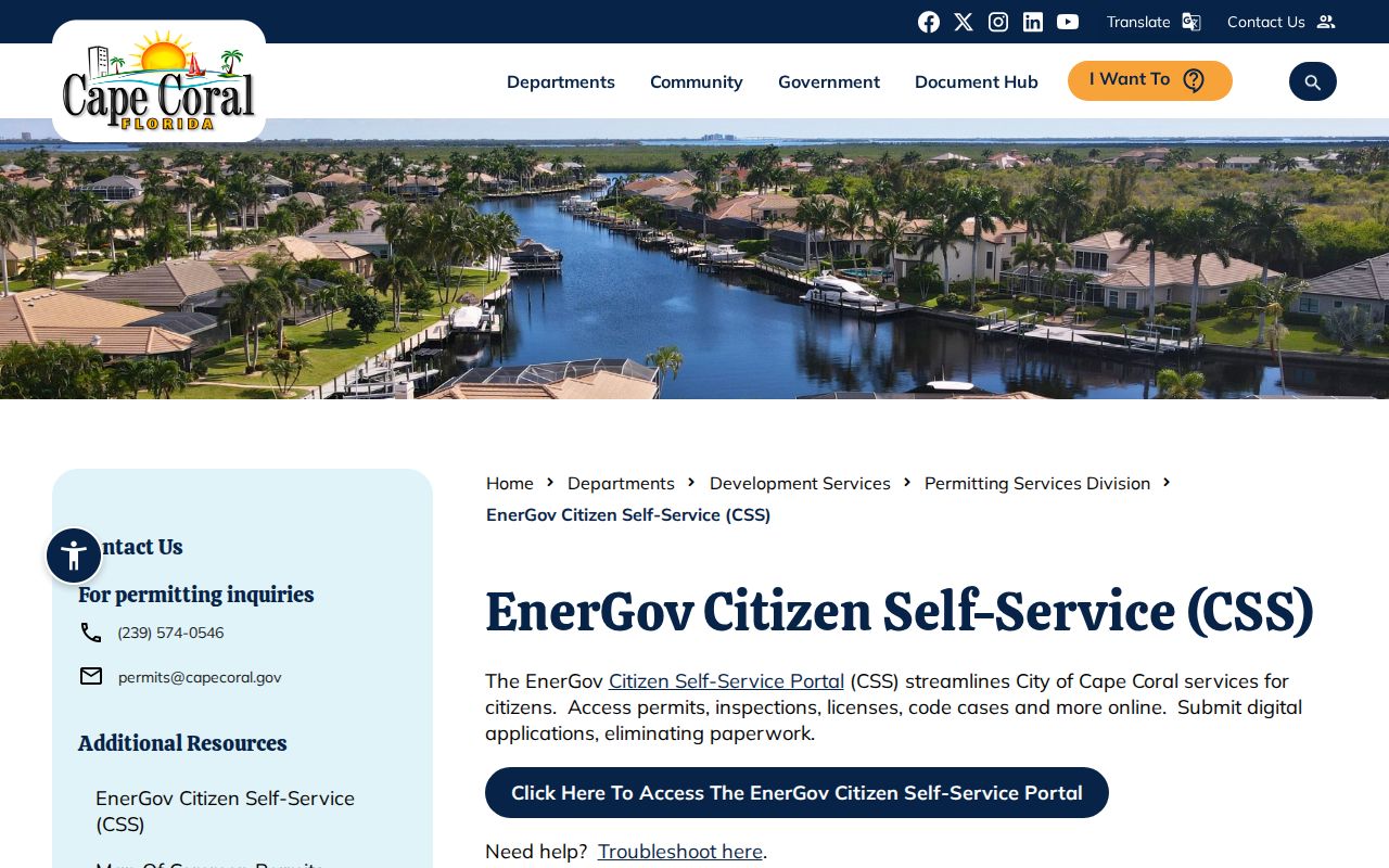 Lee County street directory Cape Coral permit records
